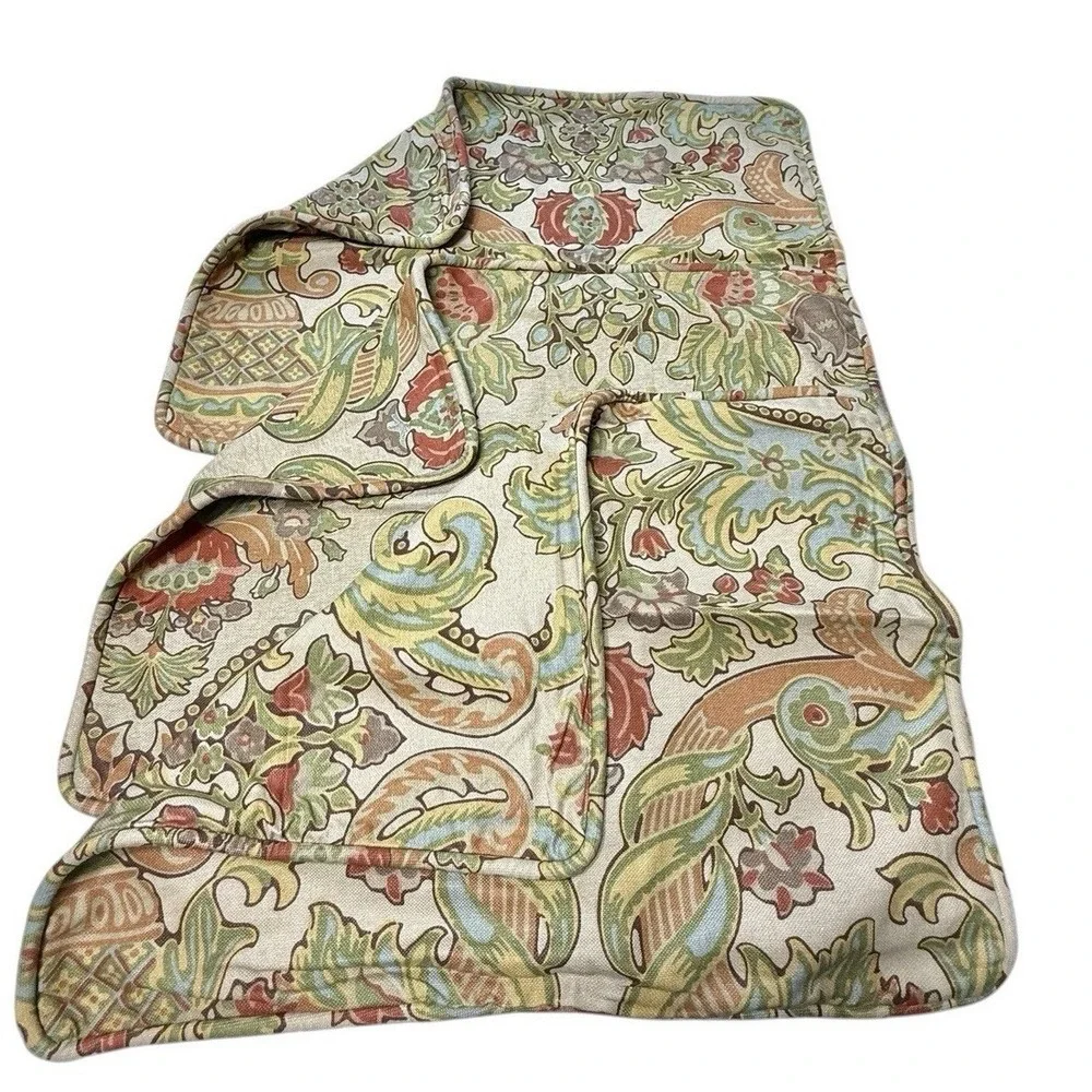 Pottery Barn‎ Jacobean Floral Linen Cotton Standard Pillow Sham Green Rust Blue